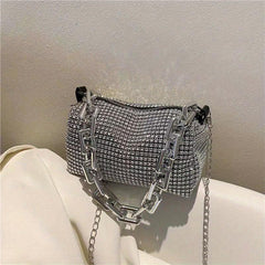 Rhinestone Bucket Bag Glitter Chain Prom Purse Women's Mini Crossbody Bag