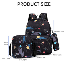 3PCS Large Capacity Backpack Set Preppy Back To School Daypack Travel Knapsack