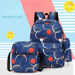 3PCS Large Capacity Backpack Set Preppy Back To School Daypack Travel Knapsack