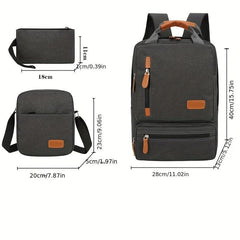 Casual Solid Bag Sets Multifunctional Backpack With Crossbody Bag & Purse