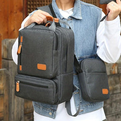 Casual Solid Bag Sets Multifunctional Backpack With Crossbody Bag & Purse