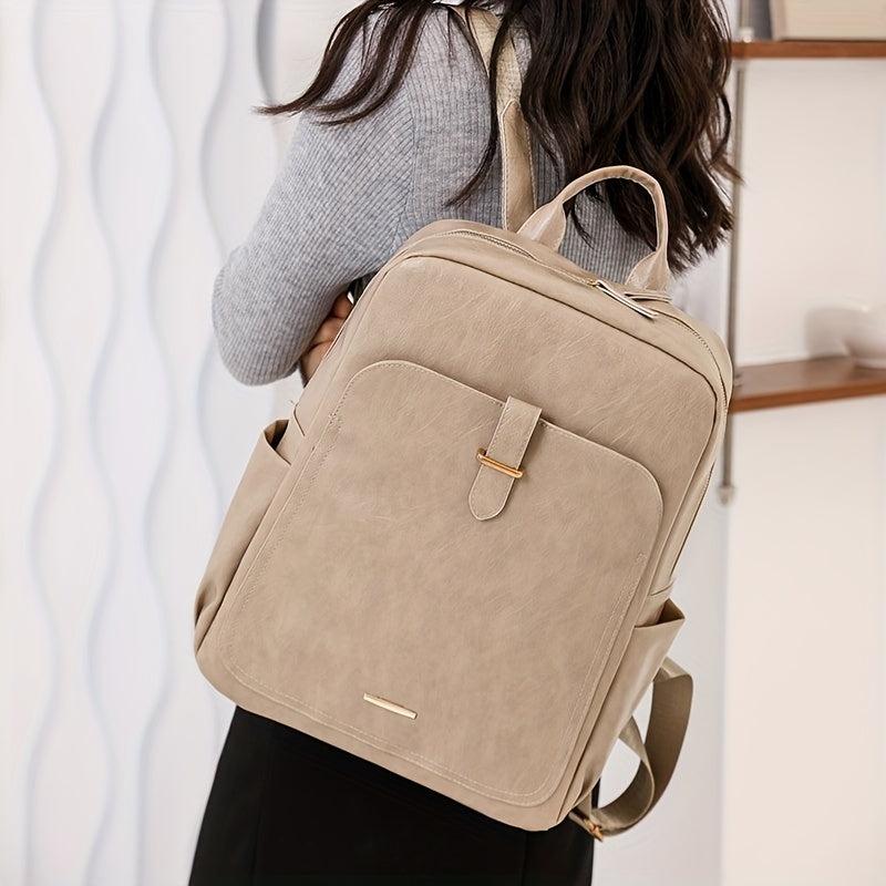 Vintage Solid Backpack All Match Travel Storage Rucksack Women's Classic Daypack