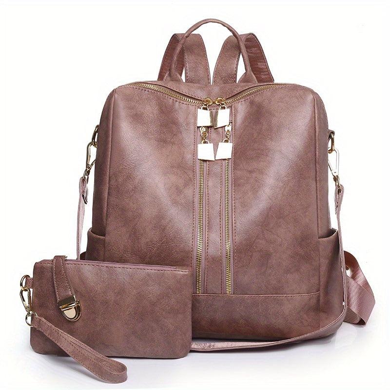 2Pcs Leopard Print Backpack and Shoulder Bag Set