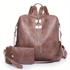 2Pcs Leopard Print Backpack and Shoulder Bag Set