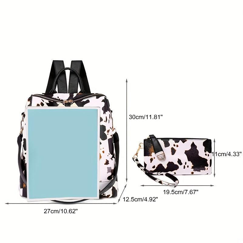 2Pcs Leopard Print Backpack and Shoulder Bag Set