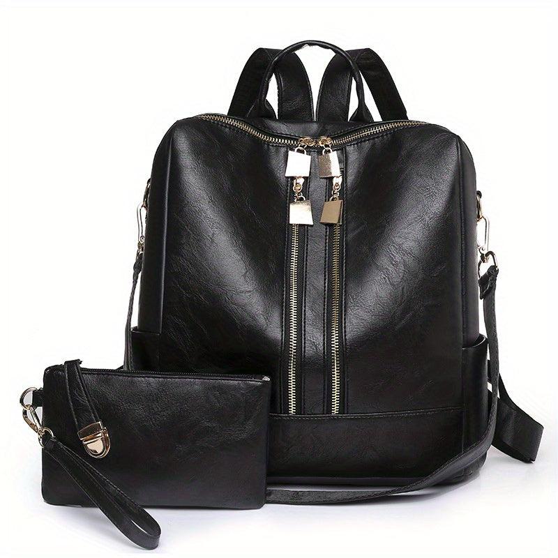 2Pcs Leopard Print Backpack and Shoulder Bag Set