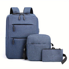 3 Pcs Casual Backpack Set w/ Crossbody Bag & Clutch for Work & Travel