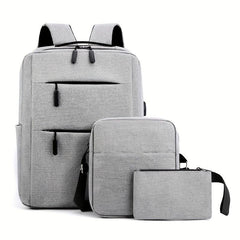 3 Pcs Casual Backpack Set w/ Crossbody Bag & Clutch for Work & Travel