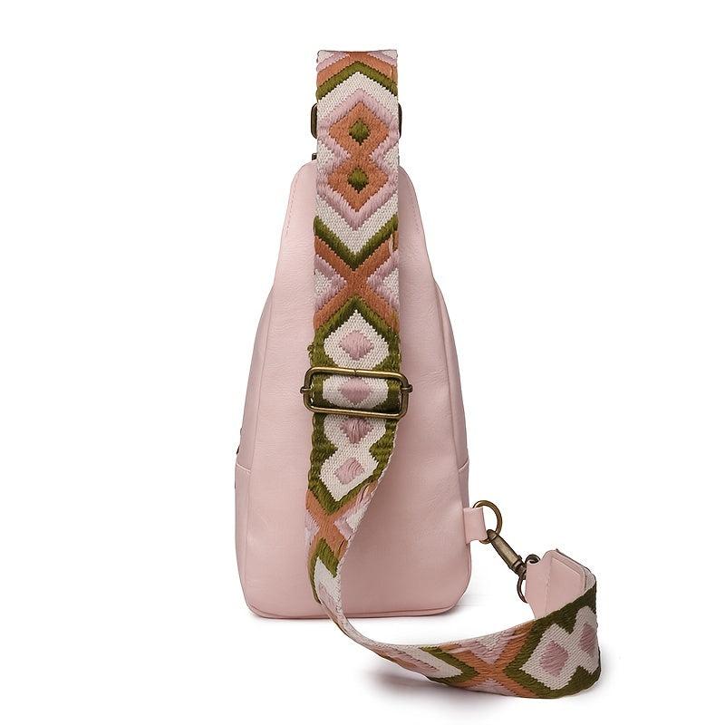 Geometric Strap Crossbody Chest Bag Zipper Sling Bag