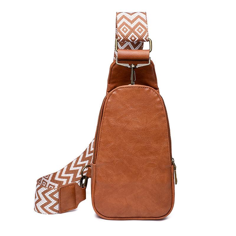 Geometric Strap Crossbody Chest Bag Zipper Sling Bag