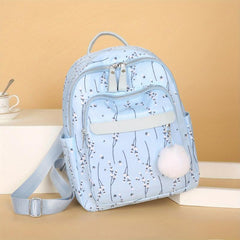 Flower Pattern Backpack Purse Layer Preppy School Bag Women's All Match