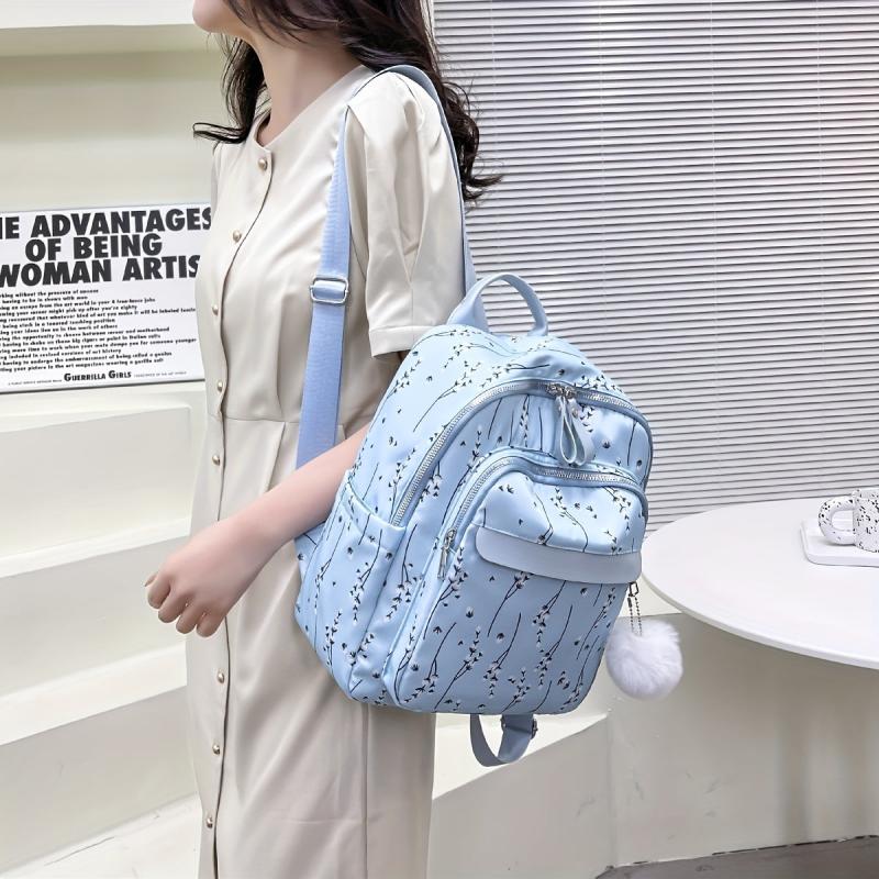 Flower Pattern Backpack Purse Layer Preppy School Bag Women's All Match