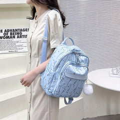 Flower Pattern Backpack Purse Layer Preppy School Bag Women's All Match