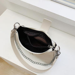 Y2K Denim Crossbody Chain Shoulder Bag Buckle Stitch Baguette Bag