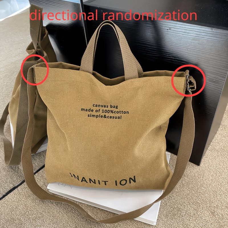 Vintage Letter Graphic Canvas Tote Bag
