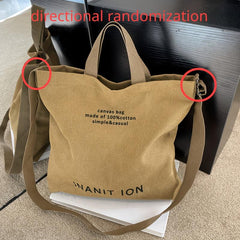 Vintage Letter Graphic Canvas Tote Bag