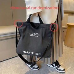 Vintage Letter Graphic Canvas Tote Bag