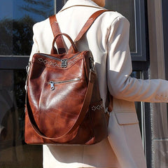 Vintage Convertible Backpack Purse Retro Two way Preppy Daypack