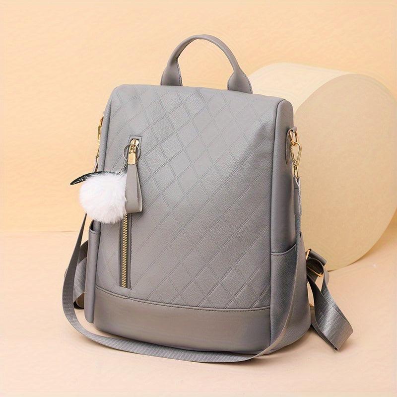Vintage Anti Theft Backpack PU Leather School Bag Women's Daypack