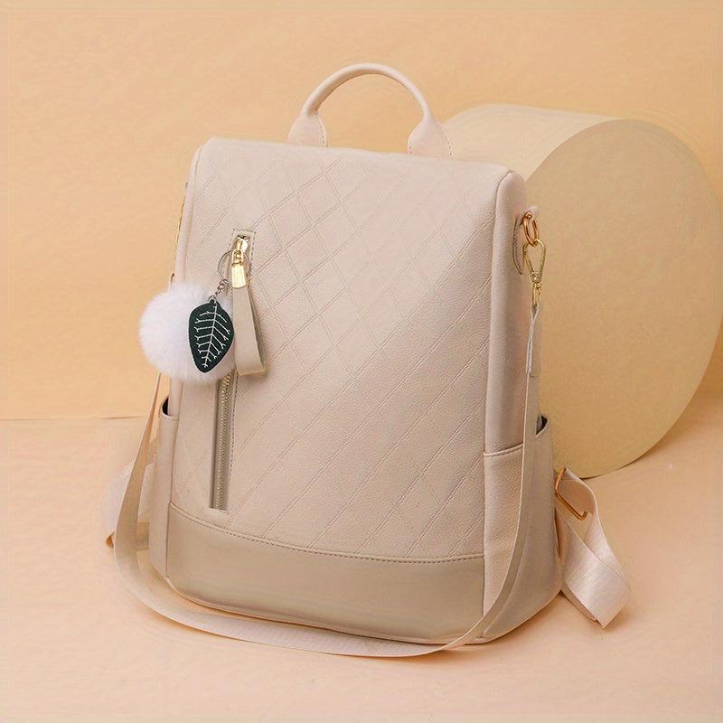 Vintage Anti Theft Backpack PU Leather School Bag Women's Daypack