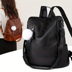 Vintage Anti Theft Backpack PU Leather School Bag Women's Daypack