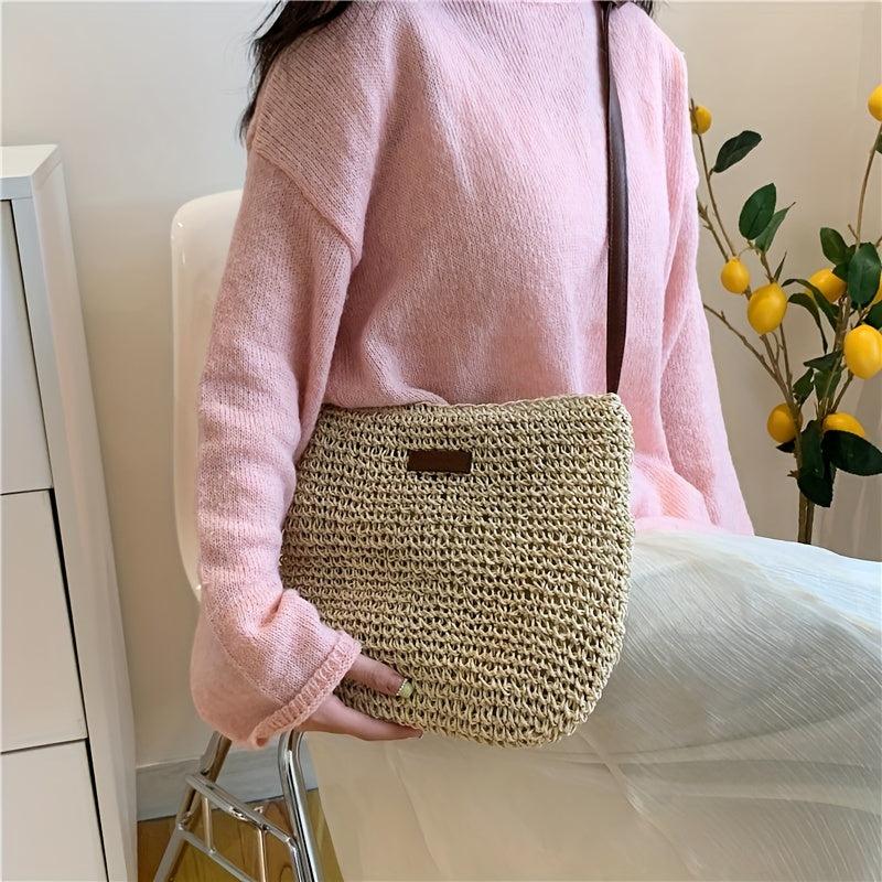 Straw Beach Bag Women's Woven Crossbody Shoulder Bag For Holiday