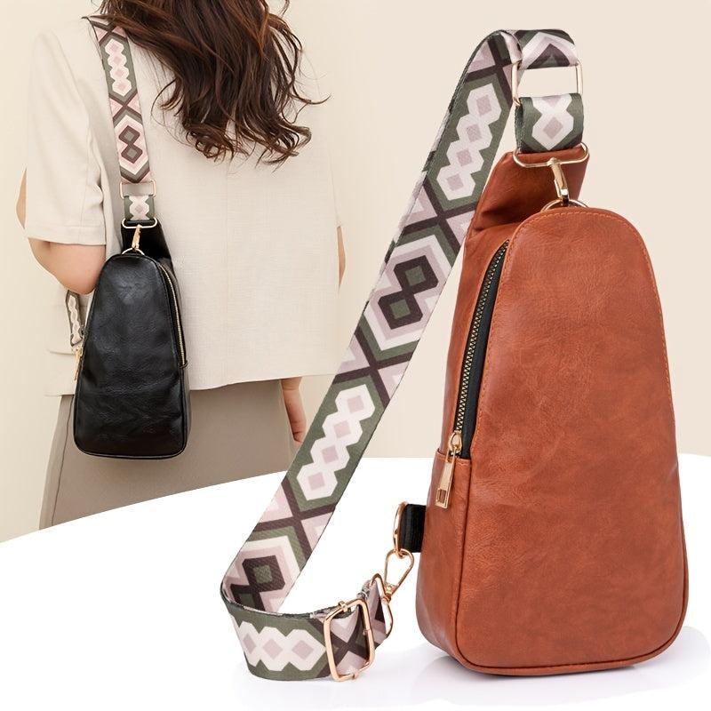 Vintage Crossbody Chest Bag Retro Sling Bag Women's Casual Shoulder Purse