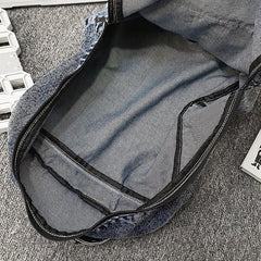 Large Denim Zipper Backpack Stylish Rucksack Women's Travel Bag