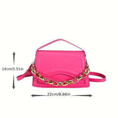 Chain Decor Crossbody Bag Vegan PU Shoulder Bag Women's Casual Retro Handbag