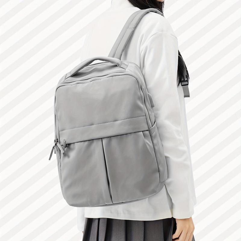 Large Capacity Preppy Backpack Zipper Storage Daypack School Bag