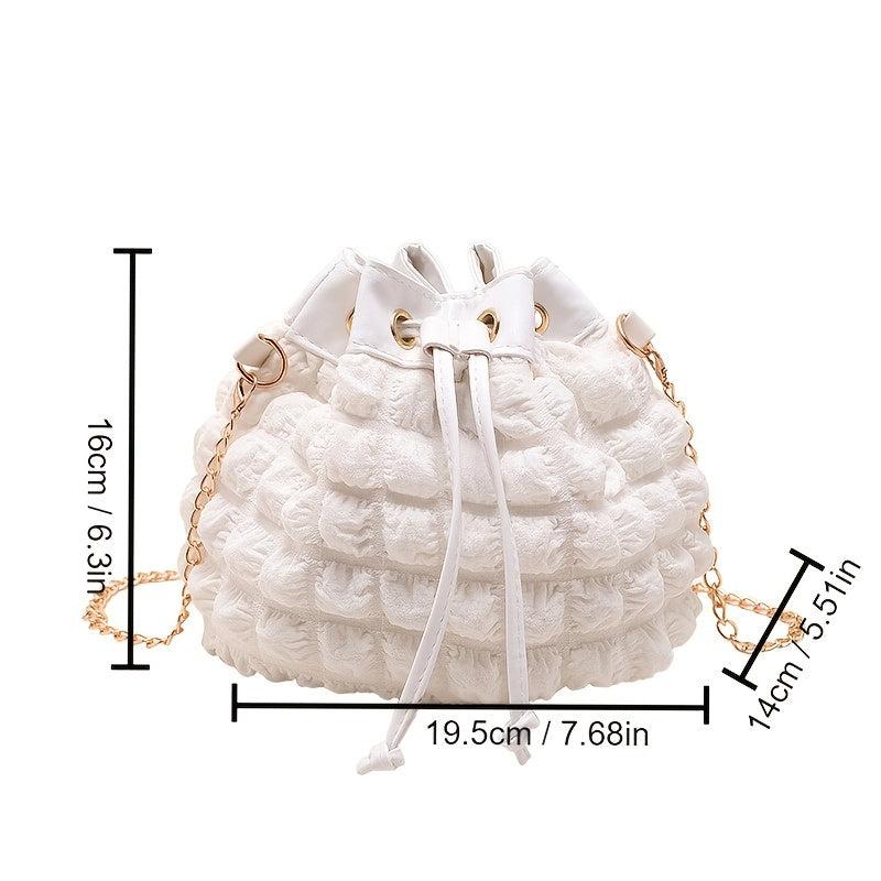 Cloud Pleated Crossbody Bag Drawstring Bucket Bag Women's