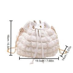 Cloud Pleated Crossbody Bag Drawstring Bucket Bag Women's