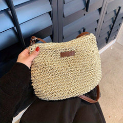 Woven Straw Bag Women's Summer Beach Handbag Large Capacity Crossbody Bag