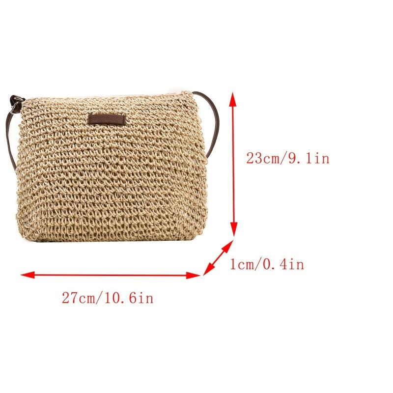 Woven Straw Bag Women's Summer Beach Handbag Large Capacity Crossbody Bag