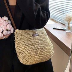Woven Straw Bag Women's Summer Beach Handbag Large Capacity Crossbody Bag