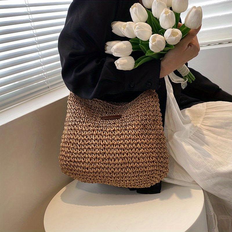 Woven Straw Bag Women's Summer Beach Handbag Large Capacity Crossbody Bag