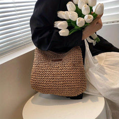 Woven Straw Bag Women's Summer Beach Handbag Large Capacity Crossbody Bag