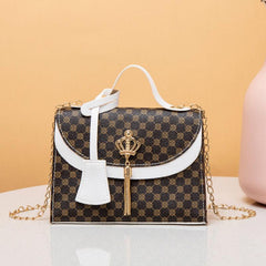 Geometric Pattern Crossbody Bag Top Handle Purse Chain Shoulder Bag
