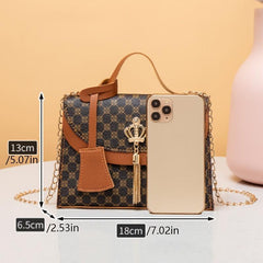 Geometric Pattern Crossbody Bag Top Handle Purse Chain Shoulder Bag