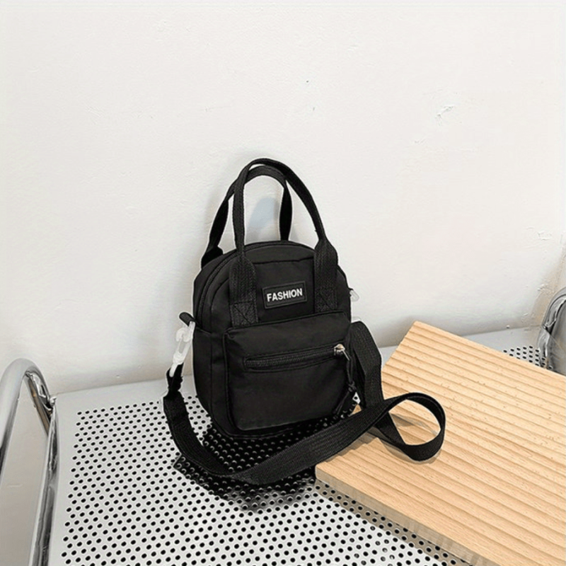 Casual Crossbody Bag Solid Letter Patched Satchel Bag