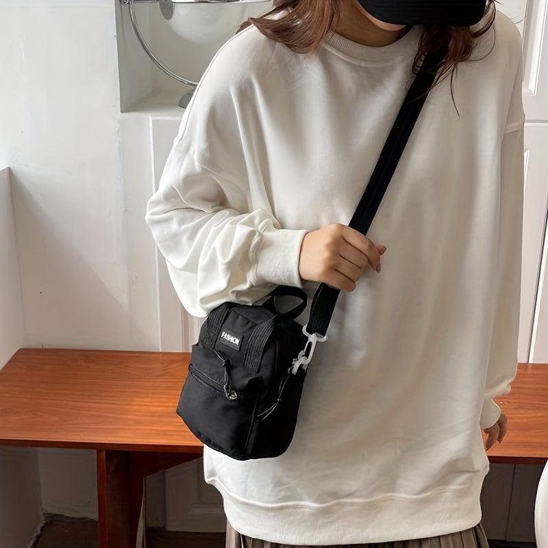 Casual Crossbody Bag Solid Letter Patched Satchel Bag