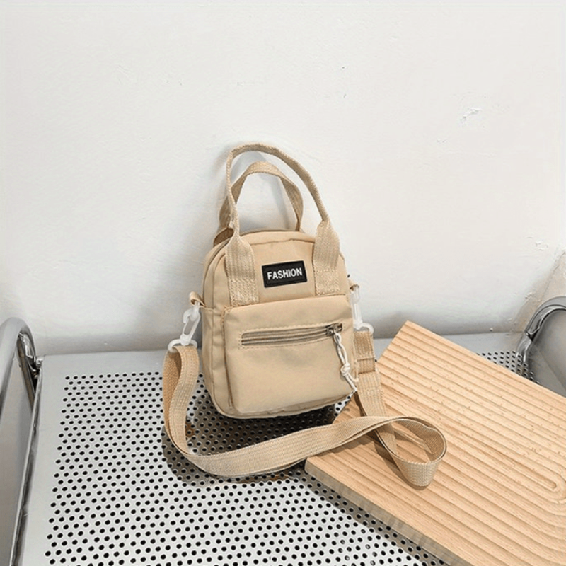 Casual Crossbody Bag Solid Letter Patched Satchel Bag