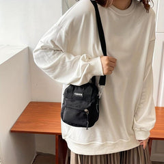 Casual Crossbody Bag Solid Letter Patched Satchel Bag