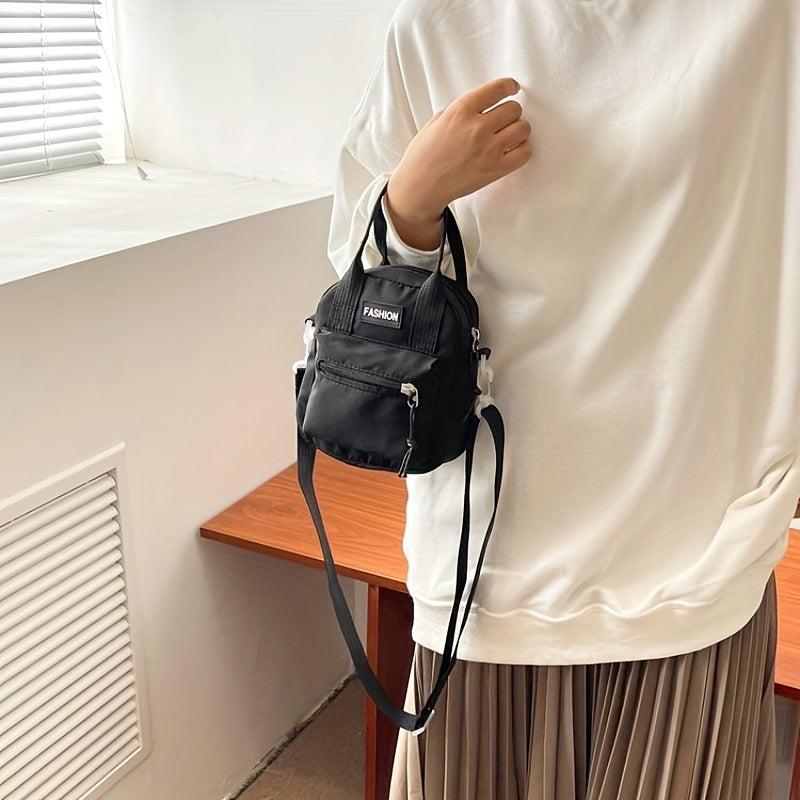 Casual Crossbody Bag Solid Letter Patched Satchel Bag