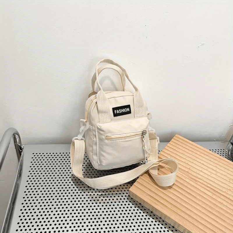 Casual Crossbody Bag Solid Letter Patched Satchel Bag