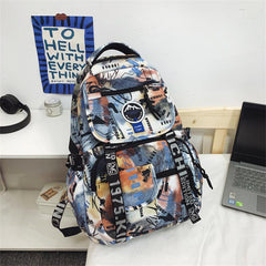 Letters Graffiti Pattern Backpack Casual Student School Bag