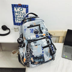 Letters Graffiti Pattern Backpack Casual Student School Bag