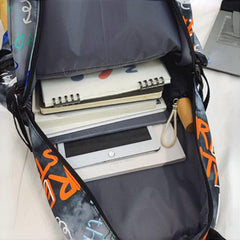Letters Graffiti Pattern Backpack Casual Student School Bag
