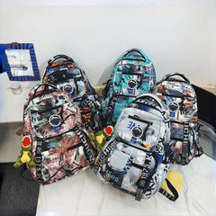 Letters Graffiti Pattern Backpack Casual Student School Bag