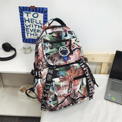 Letters Graffiti Pattern Backpack Casual Student School Bag